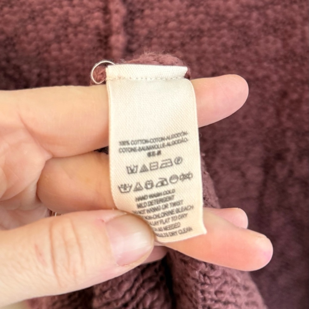 Free People- Pretty Pointelle Chunky Knit Sweater in Dusty Purple, Size XS - Picture 10 of 12